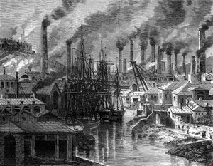 Kuparitehdas Cornwallissa 1800-luvulla.