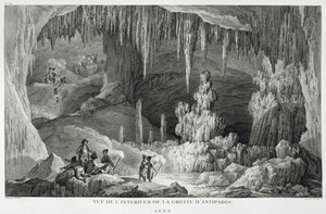 Näkymä Antiparoksen luolan sisäpihasta, kaiverrus Jean Baptiste Tillard (1740-1813)