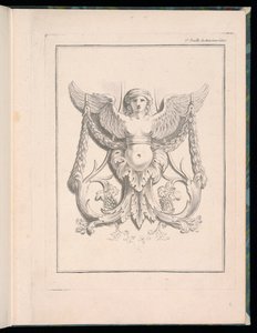 Suunnittelu sfinksille, pl. 2, Deuxieme Cahiers des arabesques dessinés par J.B. Huet... [Kirja 2, Portfolios of Arabesques Designed by J.B. on]