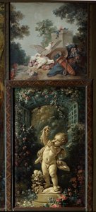 Kaivertajan salongin ovipaneeli Gilles Demarteau (1722-1776): Rakkauden ja rakkauden alttarin uhri rypäleillä. Jean Baptiste Huetin (1745-1811) tutkimus 1700-luvun Pariisissa, Musee Carnavalet tekijältä Jean Baptiste Huet