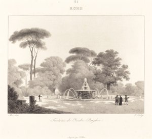 Suihkulähde Borghese Gardenissa tekijältä Jean Baptiste Isabey