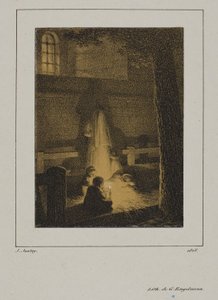 Ryhmä lapsia kynttilän ympärillä tekijältä Jean Baptiste Isabey