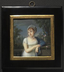 Naisen muotokuva kaiteen lähellä, 1804.