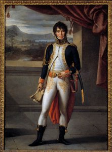 Täyspitkä muotokuva Joachim Muratista (1767-1815) Ranskan marsalkka Jean Baptiste Joseph Wicarin (1762-1834) maalaus 1808 su. 0,56 x 0,73 m Lille, Taidemuseo - Ranskan marsalkka Joachim Murat (1767-1815) täyspitkä muotokuva. Maalaus Jean B