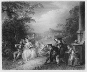 Huilusoittaja tekijältä Jean Baptiste Joseph after Pater