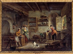 Keittiön sisustus Kokit ja piiat valmistavat isäntänsä aterioita. Jean Baptiste Lallemantin (1710-1803) maalaus 1700-luvulta Bourg en bresse, Musee de Brou