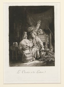 La vertu au cabaret (Hyve kabareessa) ja Le charretier et la laitiere (Carter ja meijerinainen) tekijältä Jean Baptiste Le Prince