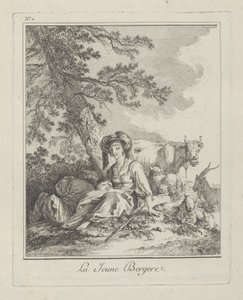 Nuori paimentar, toinen levy julkaisusta Miscellaneous Clothing of the Peoples of the North, 1765 tekijältä Jean Baptiste Le Prince