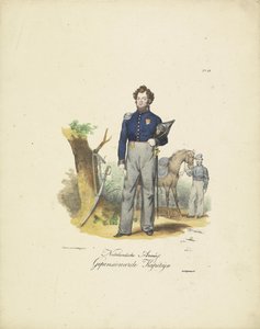 Eläkkeellä oleva kapteeni, 1820-1825 Nederlandsche Armée, eläkkeellä oleva Kapiteyn (nimi esineessä) Alankomaiden kuningaskunnan sotilasasut. Omistettu Hänen ylhäisyydelleen Willem van Bylandtille (esineessä sarjan nimi)
