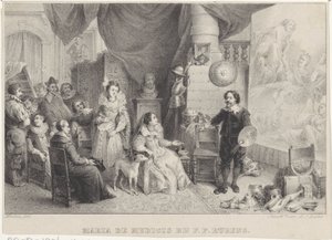 Maria de Medici Rubensin kanssa hänen studiossaan tekijältä Jean Baptiste Madou