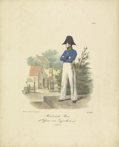 Terveysviranomainen, 1820-1825 Hollannin armeija. 1. terveystarkastaja Alankomaiden kuningaskunnan sotilasasut. Omistettu Hänen ylhäisyydelleen Willem van Bylandtille (esineessä sarjan nimi)