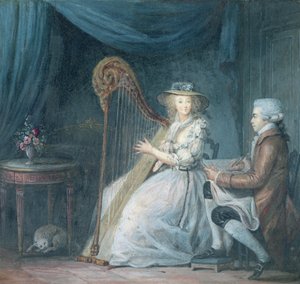 Kaunis harpisti tekijältä Jean Baptiste Mallet