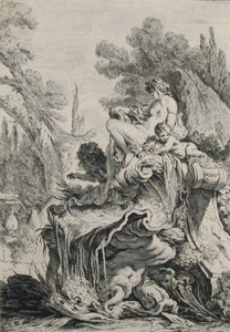 Suihkulähde, jossa Naiad istuu kuoren päällä tekijältä Jean Baptiste Marie Pierre