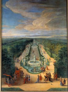 Näkymä Galerie des Antiquesin lehdosta Versaillesin puutarhoissa Jean-Baptiste Martinin (vanhin) maalaus (1659-1735) Noin 1688 su. 2x1,4 m Versailles, musee du chateau