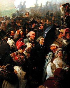 Kuningas Louis-Philippe (1773-1850) vierailee vanhalla Valmyn taistelukentällä 8.6.1831 (öljy kankaalle) (yksityiskohta) tekijältä Jean Baptiste Mauzaisse
