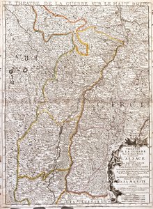 Alsacen kartta (Ranska) (kaiverrus tekijältä Jean Baptiste Nolin