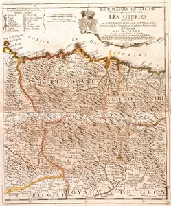 Asturian kartta (Espanja) (kaiverrus tekijältä Jean Baptiste Nolin