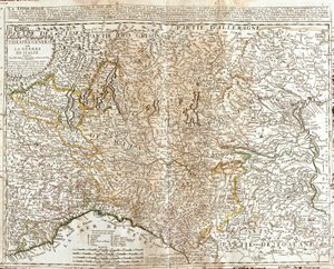 Lombardian kartta (Italia) (kaiverrus tekijältä Jean Baptiste Nolin