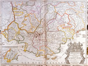 Provencen kartta (Ranska) (kaiverrus tekijältä Jean Baptiste Nolin