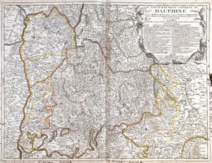 Dauphinen kartta (Ranska) (kaiverrus tekijältä Jean Baptiste Nolin