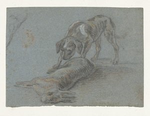Koira ammuttu jänis tekijältä Jean Baptiste Oudry (possibly)