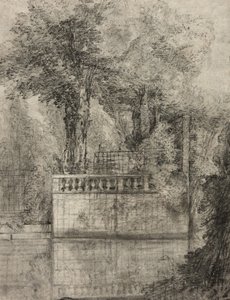Lattice Work and Reflecting Pool Arcueilissa, 1744-47 tekijältä Jean Baptiste Oudry