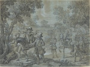 Ragotin julistaa säkeitä; talonpojat uskovat hänen saarnaavan tekijältä Jean Baptiste Oudry