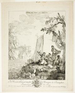Näkymä Dieppen satamaan tekijältä Jean Baptiste Oudry