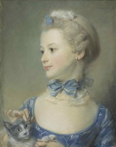 Pieni tyttö kissa Marie-Anne Huquier, 1747.