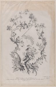 Uusi kirja kiinalaisista koristeista. Keksi ja kaivertanut J. Pillement, 1755.,