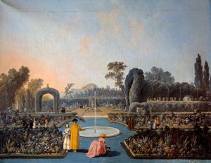 Näkymä Benfican puutarhaan Lissabonissa Jean Pillementin (1728-1808) maalaus 1785 Pariisi, koristetaide