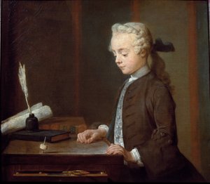 Poika, jolla on spinning-top (tai lapsi, jolla on teetotum) - öljy kankaalle tekijältä Jean Baptiste Simeon Chardin