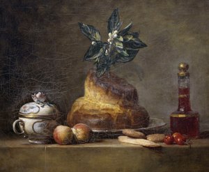 Asetelma briossin kanssa tekijältä Jean-Baptiste Simeon Chardin