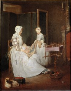 Ahkera äiti, noin 1740 tekijältä Jean-Baptiste Simeon Chardin