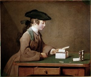 The House of Cards (öljy kankaalle tekijältä Jean Baptiste Simeon Chardin