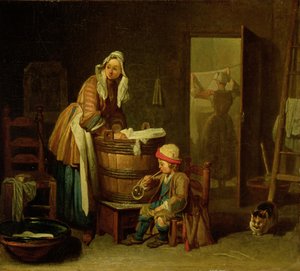 The Laundress (öljy kankaalle) tekijältä Jean Baptiste Simeon Chardin