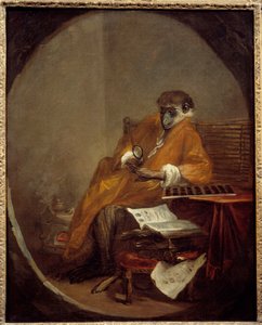 Antiikkinen apina. Apinan esitys ihmisen asennossa. Jean Baptiste Simeon Chardinin (1699-1779) maalaus tekijältä Jean-Baptiste Simeon Chardin