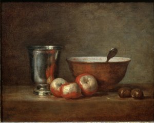 Hopeakuppi (tai hopeakuppi) - Öljy kankaalle tekijältä Jean-Baptiste Simeon Chardin