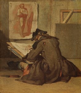 Nuoren opiskelijan piirustus (öljy tammelle) tekijältä Jean Baptiste Simeon Chardin