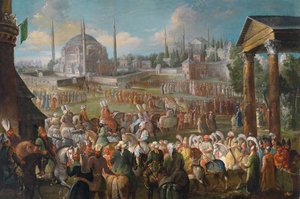 Sulttaanin kulkue Istanbulissa, noin 1736 tekijältä Jean-Baptiste Van Mour
