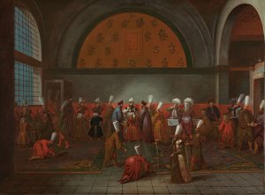 Ateria suurlähettiläs Cornelis Calkoenin kunniaksi Ateria, jonka suurvisiiri antoi suurlähettiläs Cornelis Calkoenille sulttaani Ahmed III:n nimissä, 14. syyskuuta 1727 tekijältä Jean Baptiste Vanmour