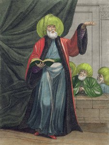 Mufti eli lain mestari, kilpi 20 kokoelmasta Sata vedosta, jotka edustavat Levantin eri kansakuntia, piirretty luonnosta maalattuihin maalauksiin..., kaiverrus Scotin, Gerard Jean Bapt tekijältä Jean Baptiste Vanmour