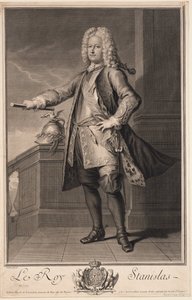 Stanislas Leszczynski (Leczinski), jota kutsutaan Hyväntekijäksi - Stanislaw I Leszczynski (1677-1766), Puolan kuningas - Van Loo, Jean Baptiste (1684-1745) - 1705 - Kuparikaiverrus - 53,5x33 - Yksityiskokoelma