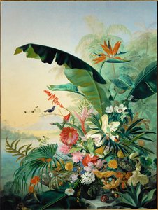 Eksoottiset kukat (maalaus kankaalle) tekijältä Jean Benner-Fries