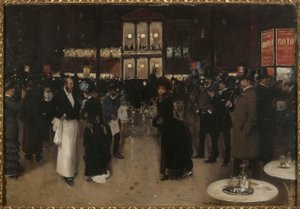 Boulevard Montmartre yöllä, Théâtre des Variétés -teatterin edessä, noin 1885 (öljy kankaalle). tekijältä Jean Beraud