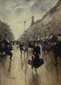 Neljä iltapäivällä Carrefour Drouotilla ja Grand Boulevardilla, n. 1895