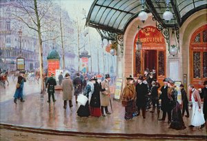 Pariisin Vaudeville-teatterin ulkopuolella tekijältä Jean Beraud