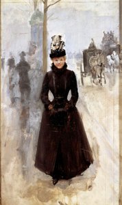 Pariisilainen nainen bulevardilla tai nainen muffin kanssa Jean Beraud