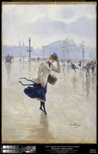 Tuulinen päivä, Place de la Concorde, n. 1890 tekijältä Jean Beraud