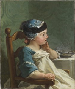 Poika syöttötuolissa - Poika lastentuolissa, kirjoittanut Restout, Jean-Bernard (1732-1797). öljy kankaalle tekijältä Jean Bernard Restout